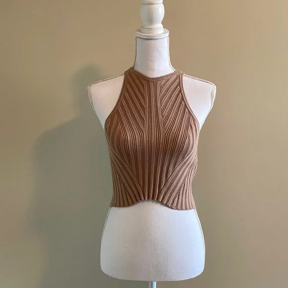 Lizard Thicket Crop Tank Top size Medium Taupe NWT - Picture 2 of 4